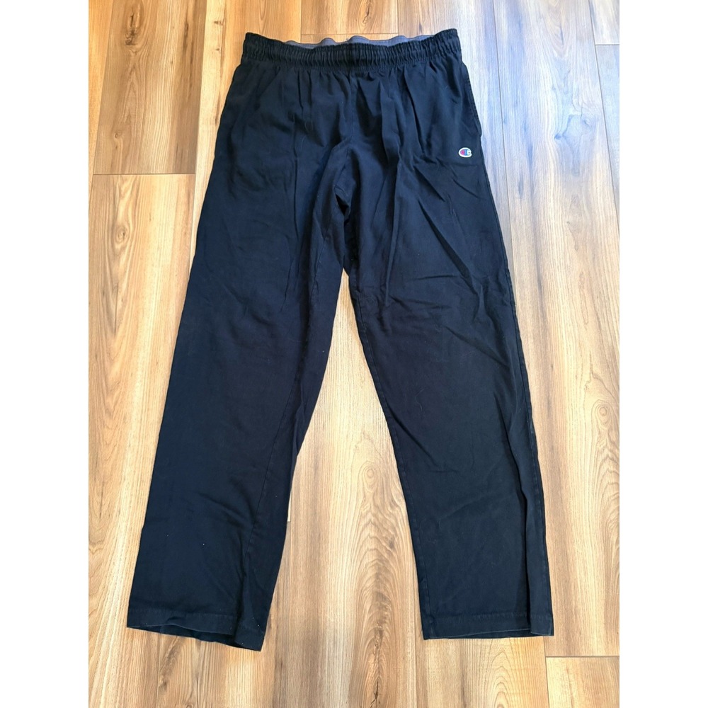 Champion Athletic Pants Cotton Black Men's XL Pockets Drawstring Straight Leg